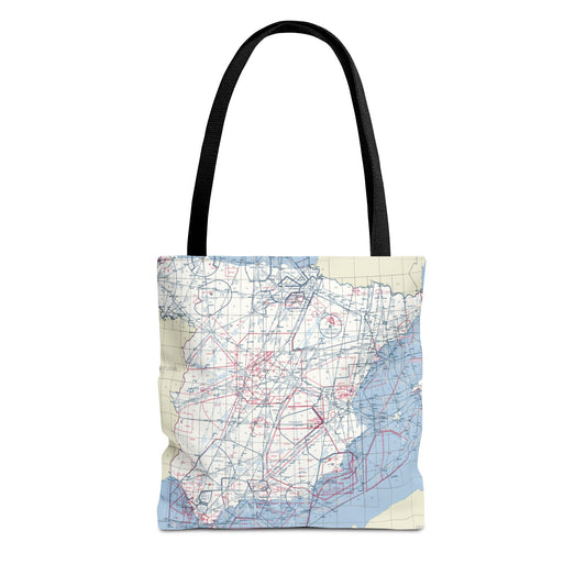 ✈ Aviation Chart Tote Bag – Spain Air Navigation Map Design